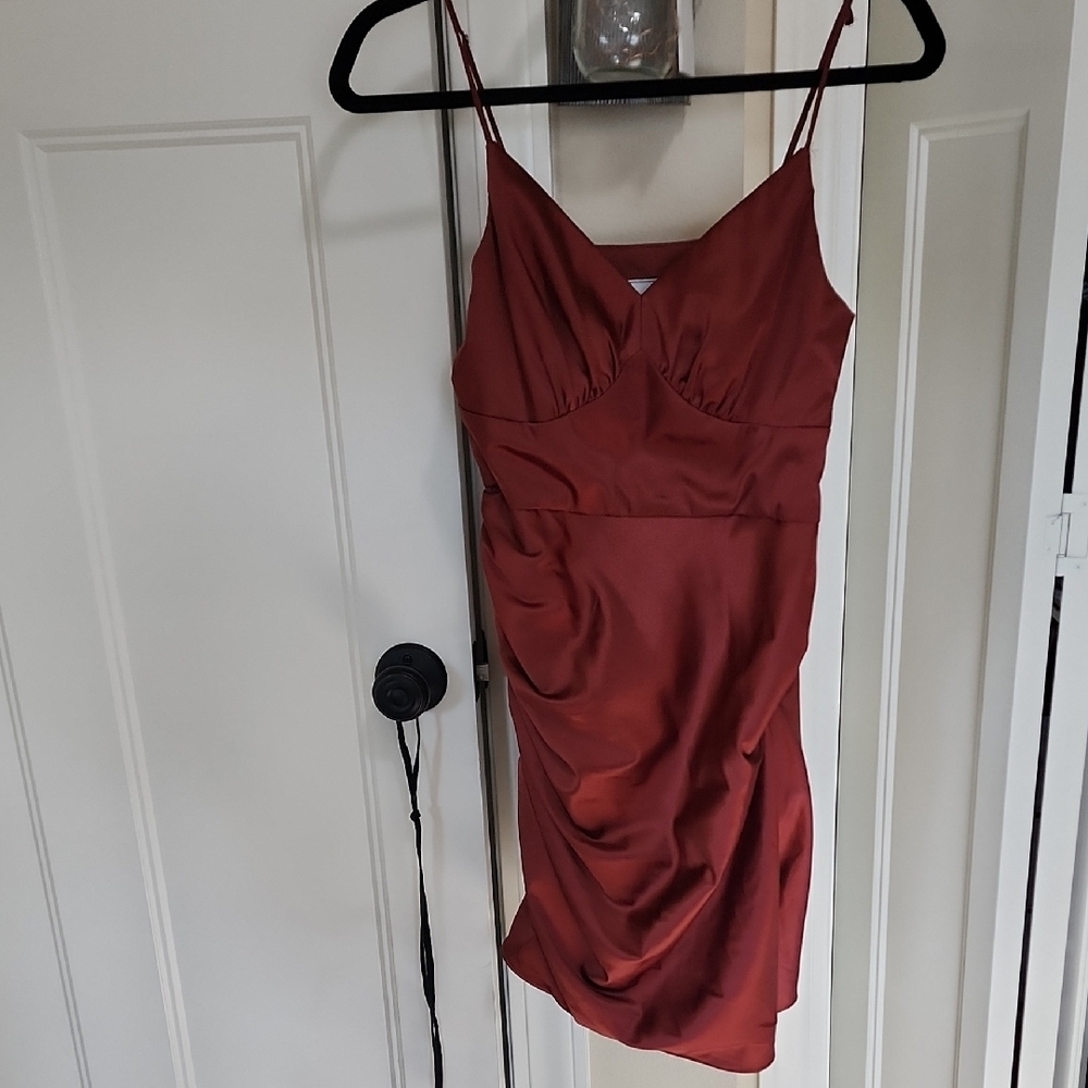 Elegant Burgundy Satin Dress